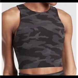 NWOT Athleta Conscious Crop Top Bra Black Gray Camo Size Small D-DD